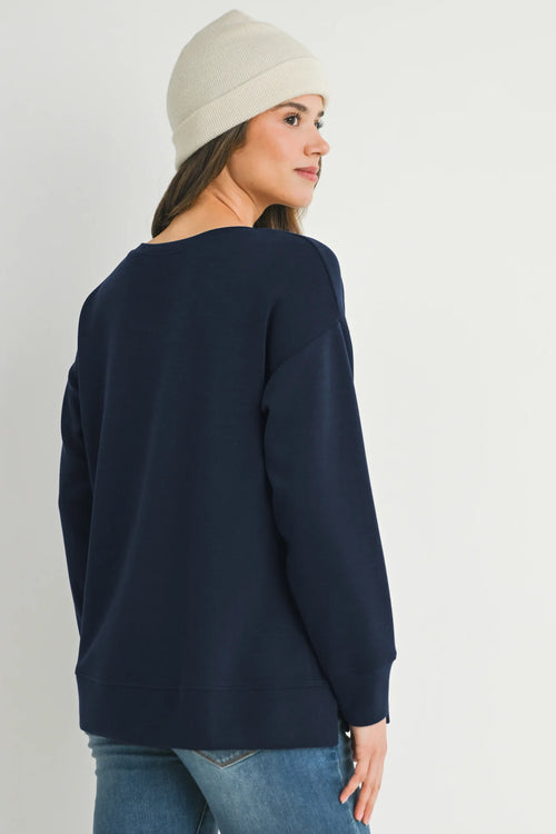 Side Split Crewneck Sweatshirt
