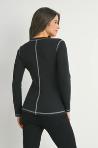 Shae Crewneck Top W/ Contrast Stitch