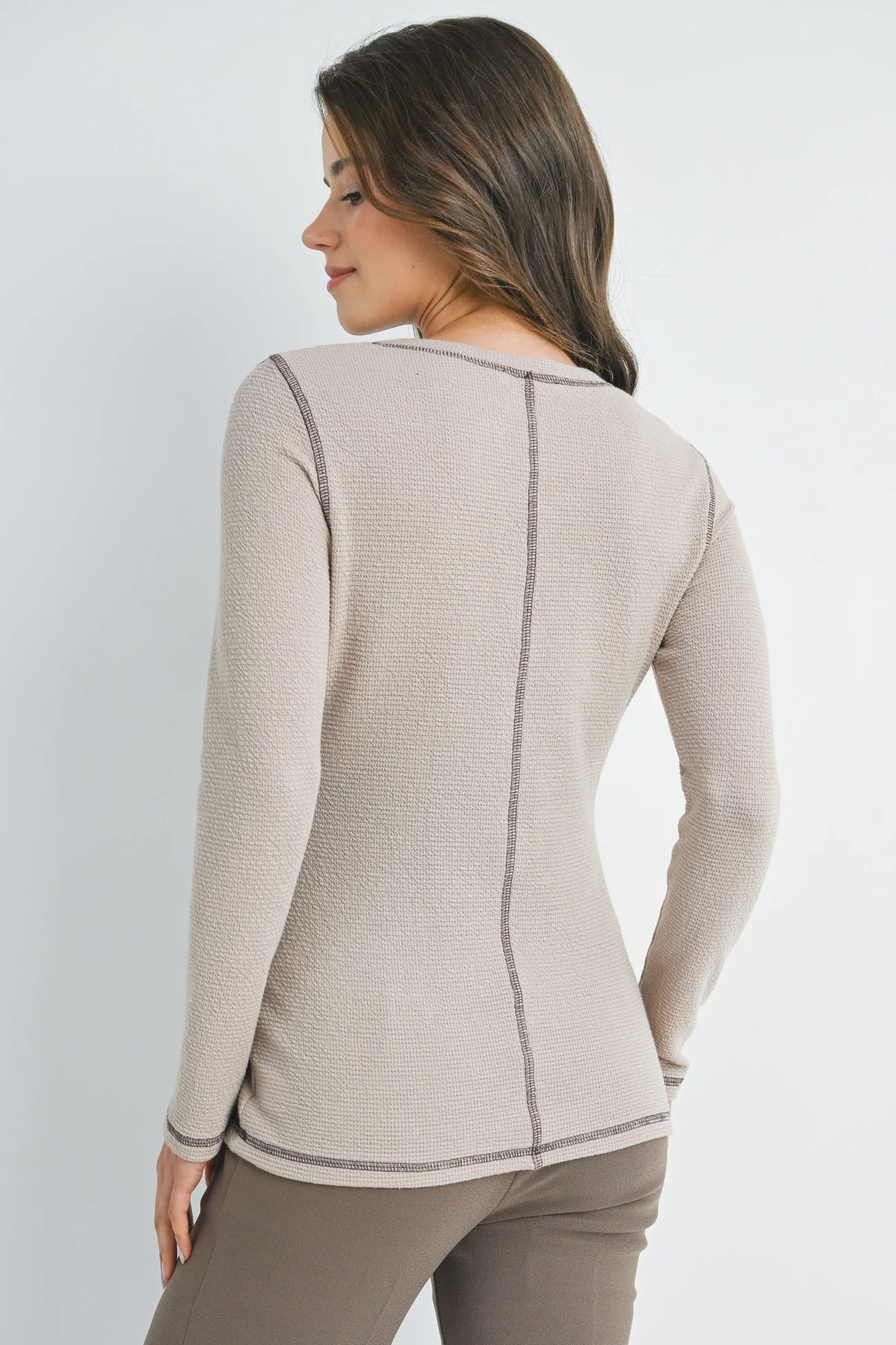 Shae Crewneck Top W/ Contrast Stitch - Yo Mama Maternity