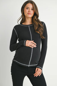 Shae Crewneck Top W/ Contrast Stitch