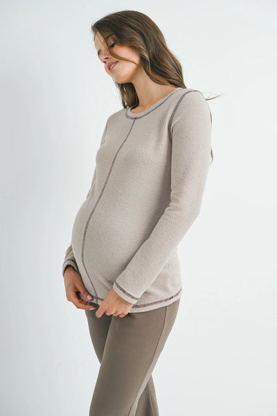Shae Crewneck Top W/ Contrast Stitch - Yo Mama Maternity
