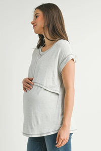 Crop Layer Nursing Tee w/ Stitch Detail - Yo Mama Maternity