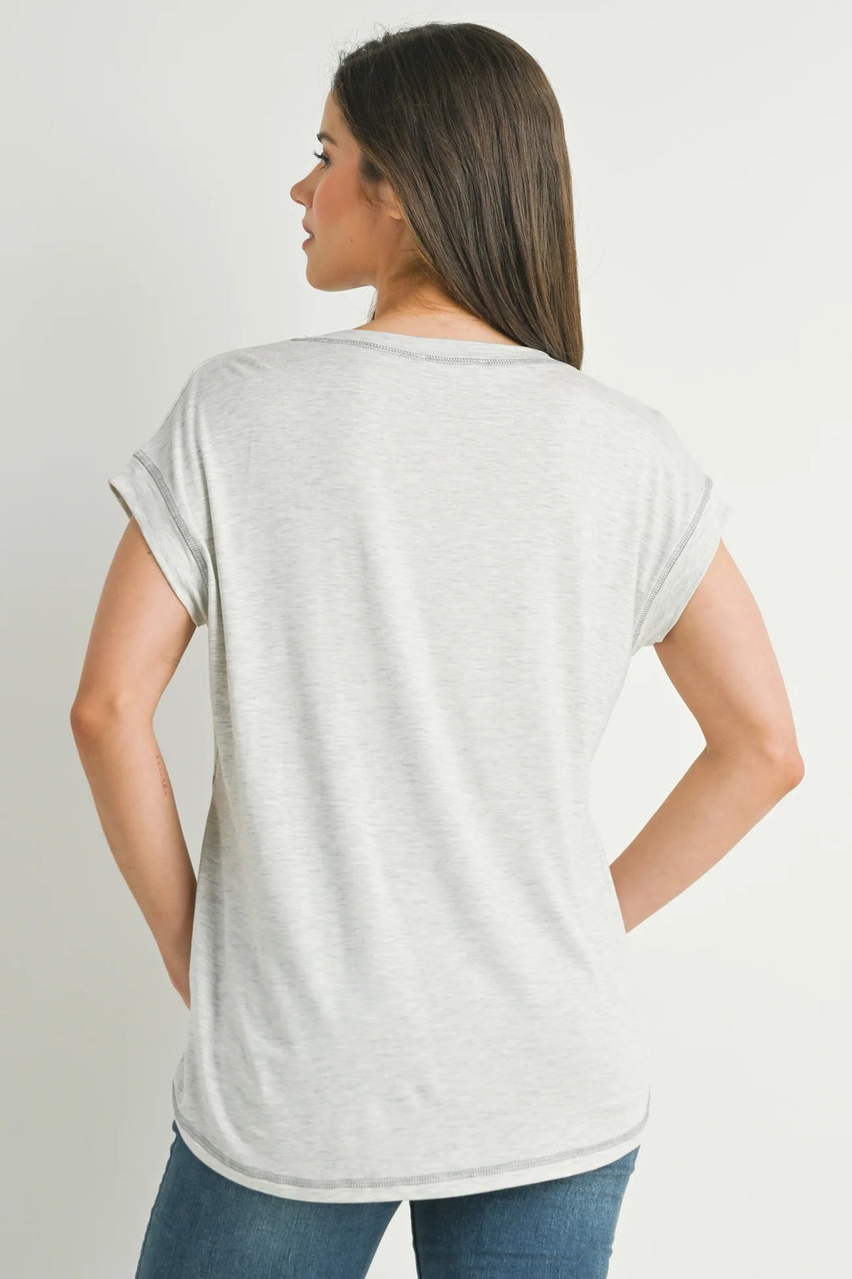 Crop Layer Nursing Tee w/ Stitch Detail - Yo Mama Maternity