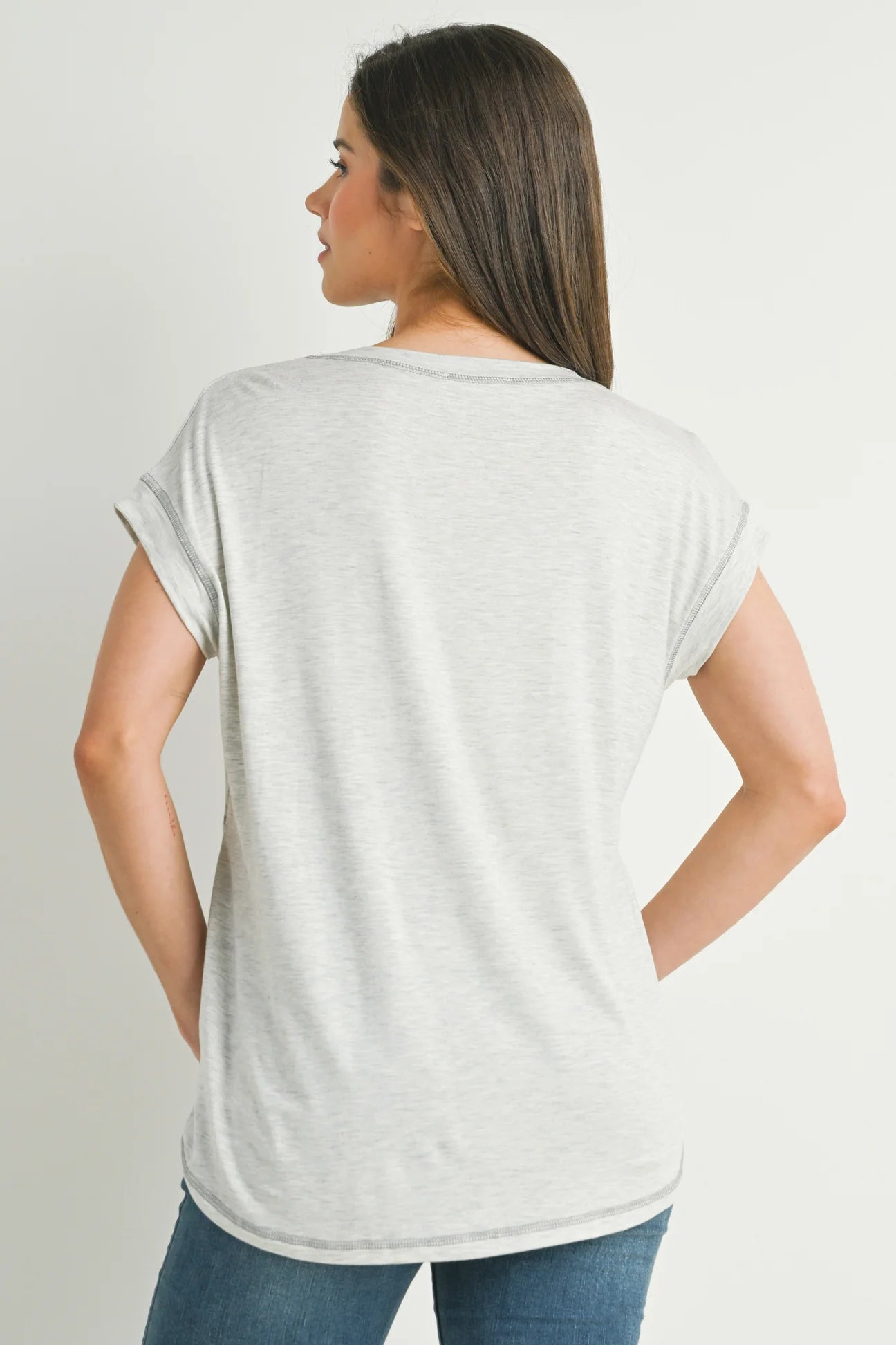 Crop Layer Nursing Tee w/ Stitch Detail - Yo Mama Maternity