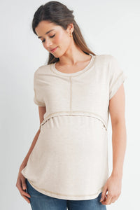 Crop Layer Nursing Tee w/ Stitch Detail - Yo Mama Maternity