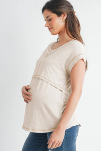 Crop Layer Nursing Tee w/ Stitch Detail - Yo Mama Maternity
