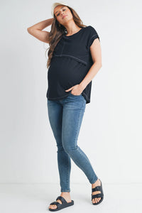 Crop Layer Nursing Tee w/ Stitch Detail - Yo Mama Maternity
