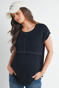 Crop Layer Nursing Tee w/ Stitch Detail - Yo Mama Maternity