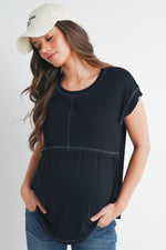 Crop Layer Nursing Tee w/ Stitch Detail