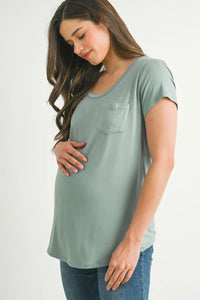 Leah Maternity & Nursing Scoop Neck Pocket Tee - Yo Mama Maternity