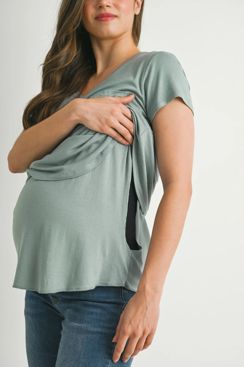 Maternity & Nursing Scoop Neck Pocket Tee