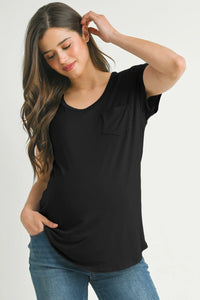 Leah Maternity & Nursing Scoop Neck Pocket Tee - Yo Mama Maternity