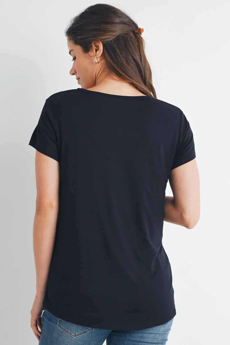 Crop Layer Nursing Tee w/ Stitch Detail