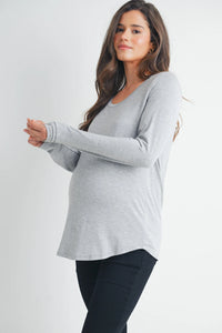 Leah LS Maternity & Nursing Tee - Yo Mama Maternity