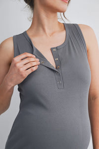 Henley Ribbed Tank - Yo Mama Maternity