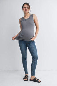 Henley Ribbed Tank - Yo Mama Maternity