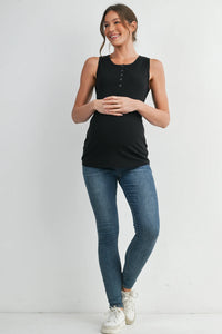Henley Ribbed Tank - Yo Mama Maternity