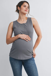 Henley Ribbed Tank - Yo Mama Maternity
