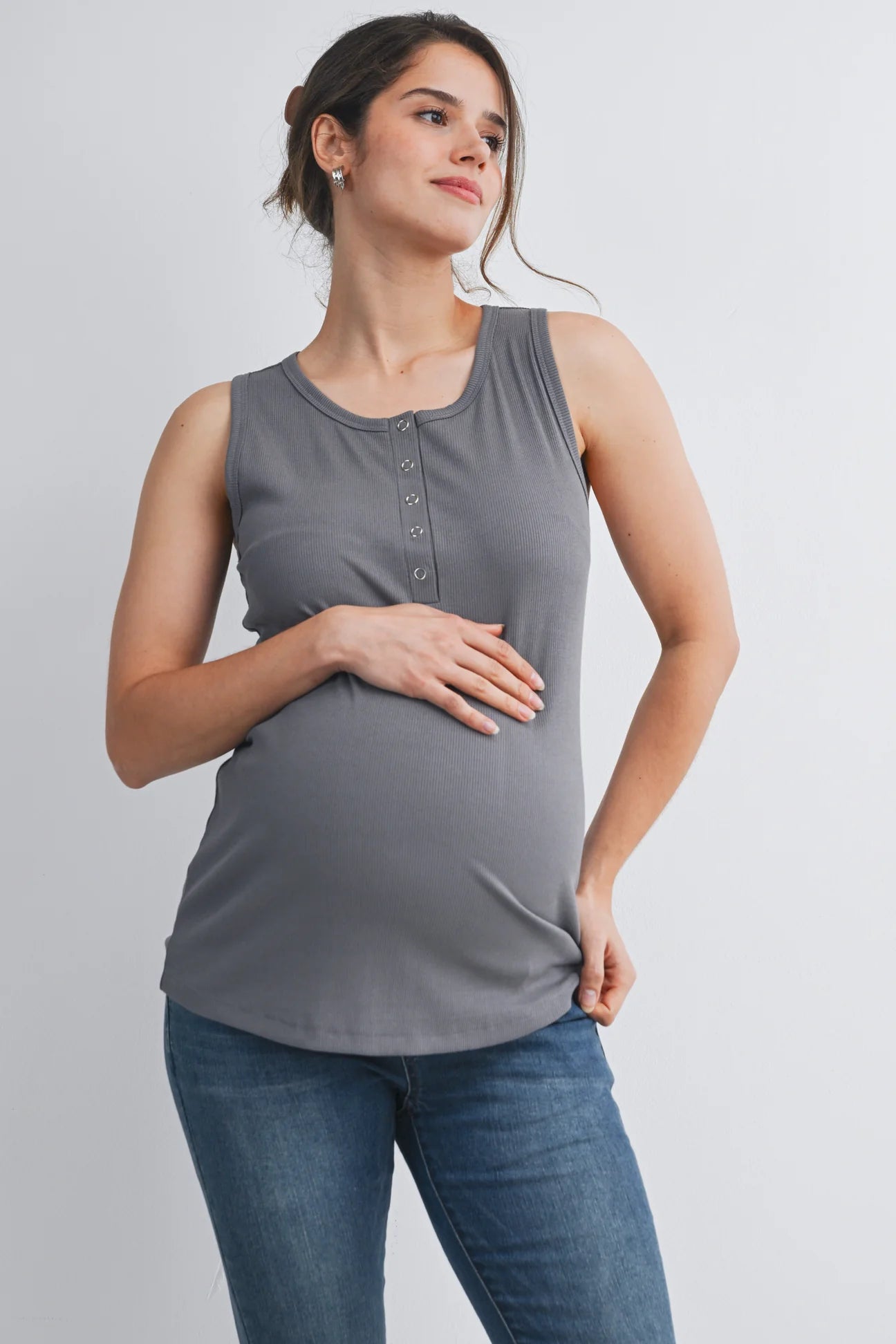 Henley Ribbed Tank - Yo Mama Maternity
