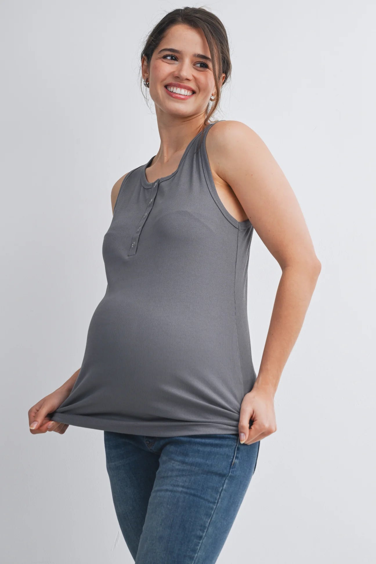 Henley Ribbed Tank - Yo Mama Maternity