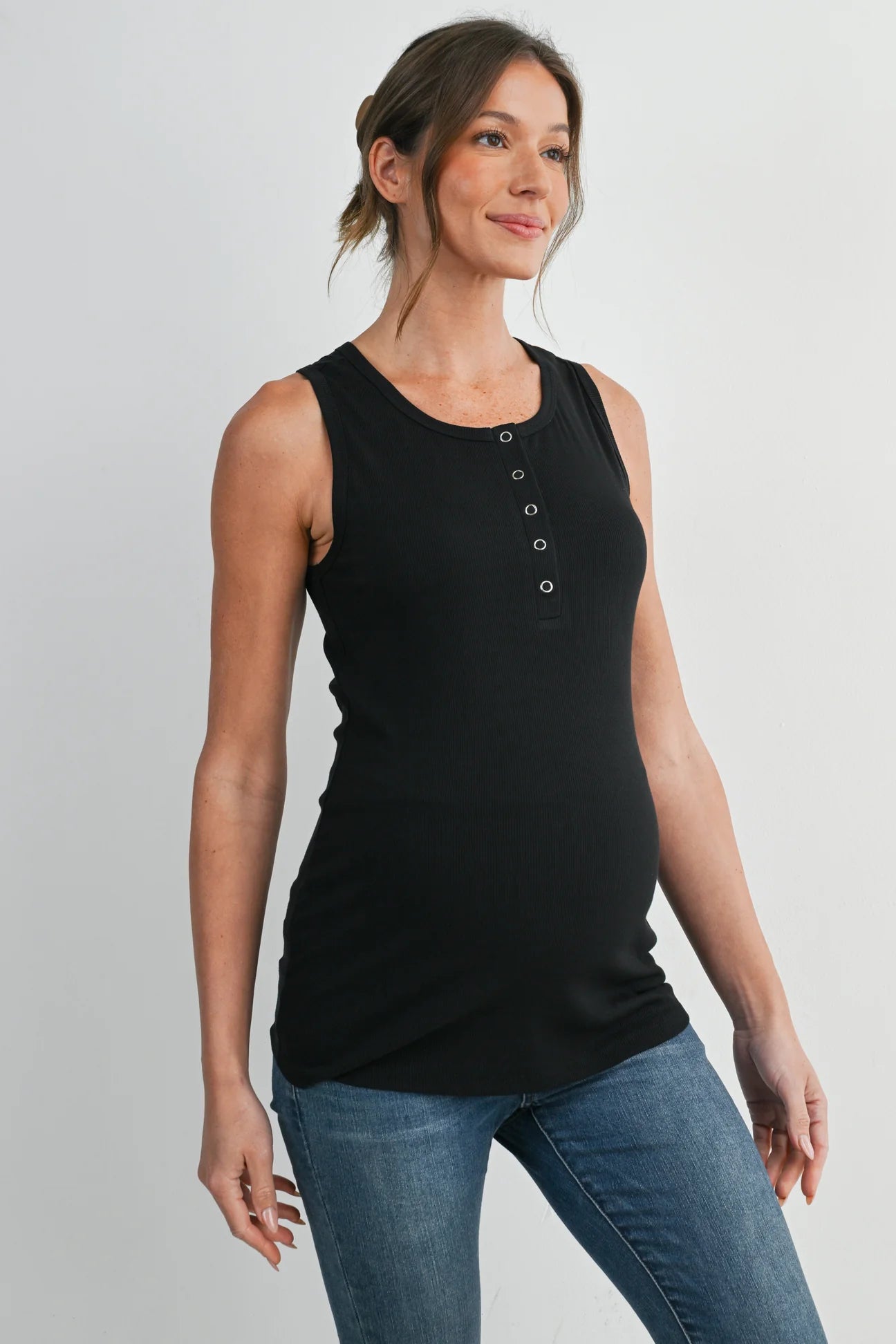Henley Ribbed Tank - Yo Mama Maternity