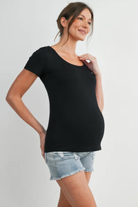 Lainey Scoop Neck Fitted Tee - Yo Mama Maternity