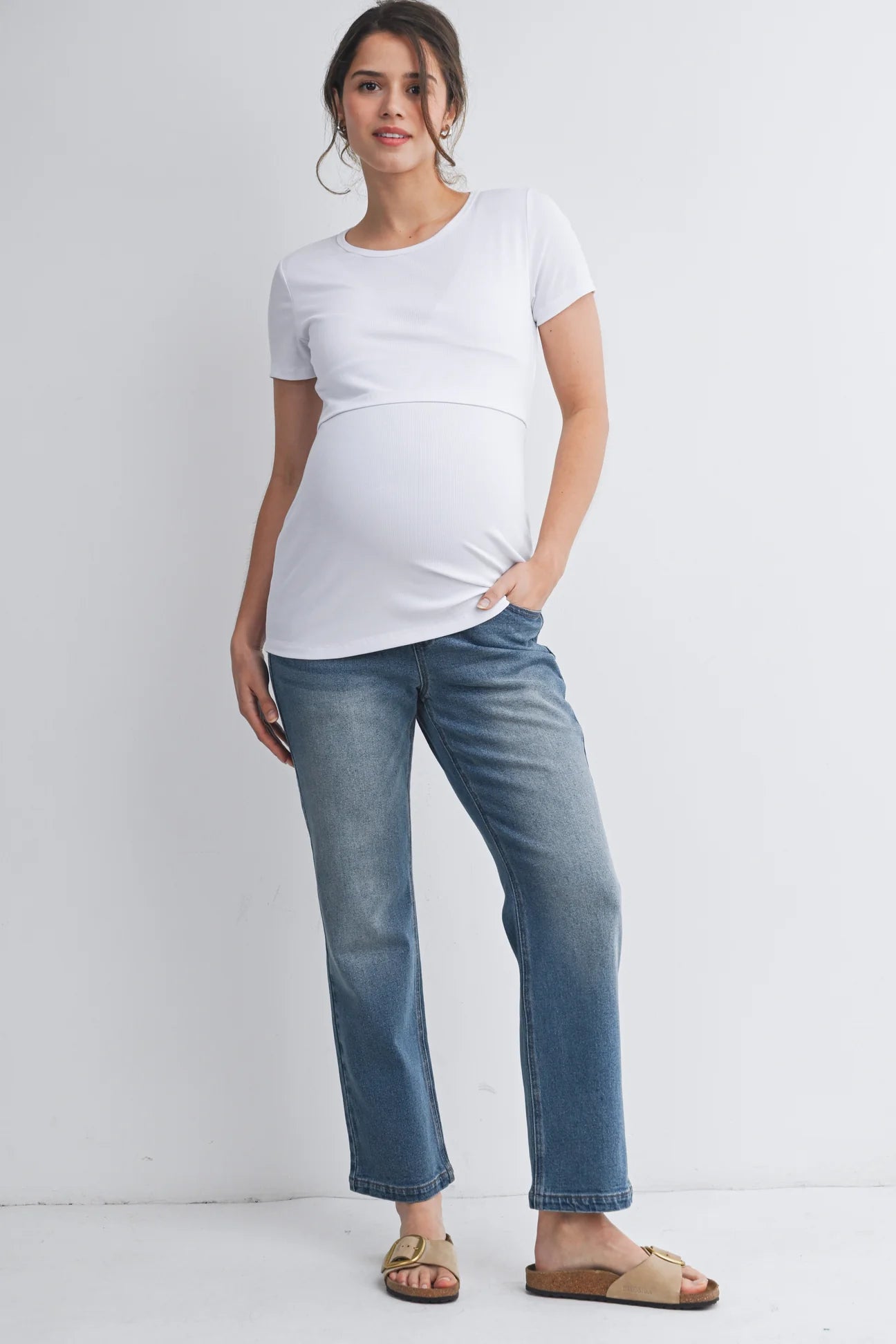 Maxine Ribbed Lift Up Tee - Yo Mama Maternity