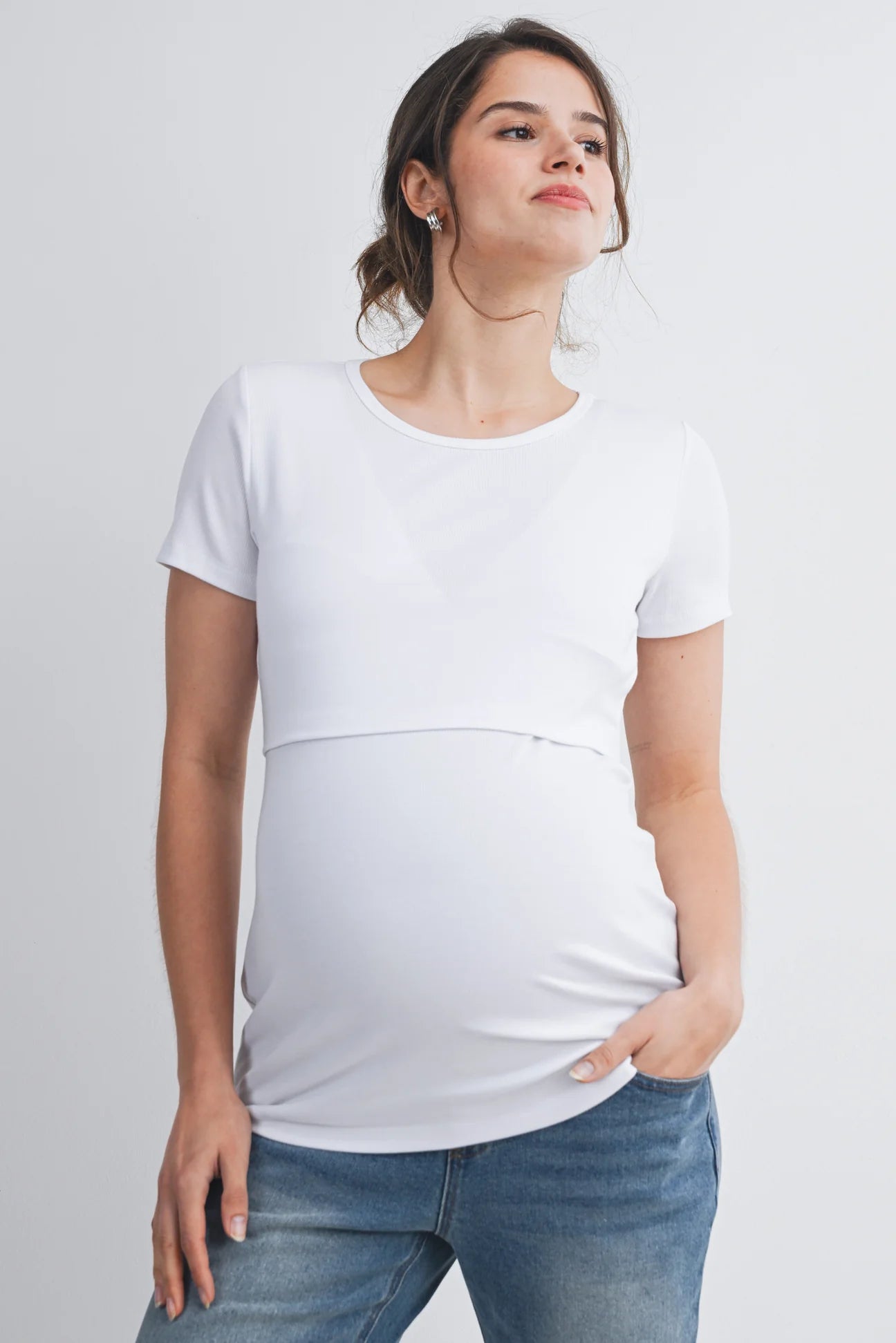 Maxine Ribbed Lift Up Tee - Yo Mama Maternity