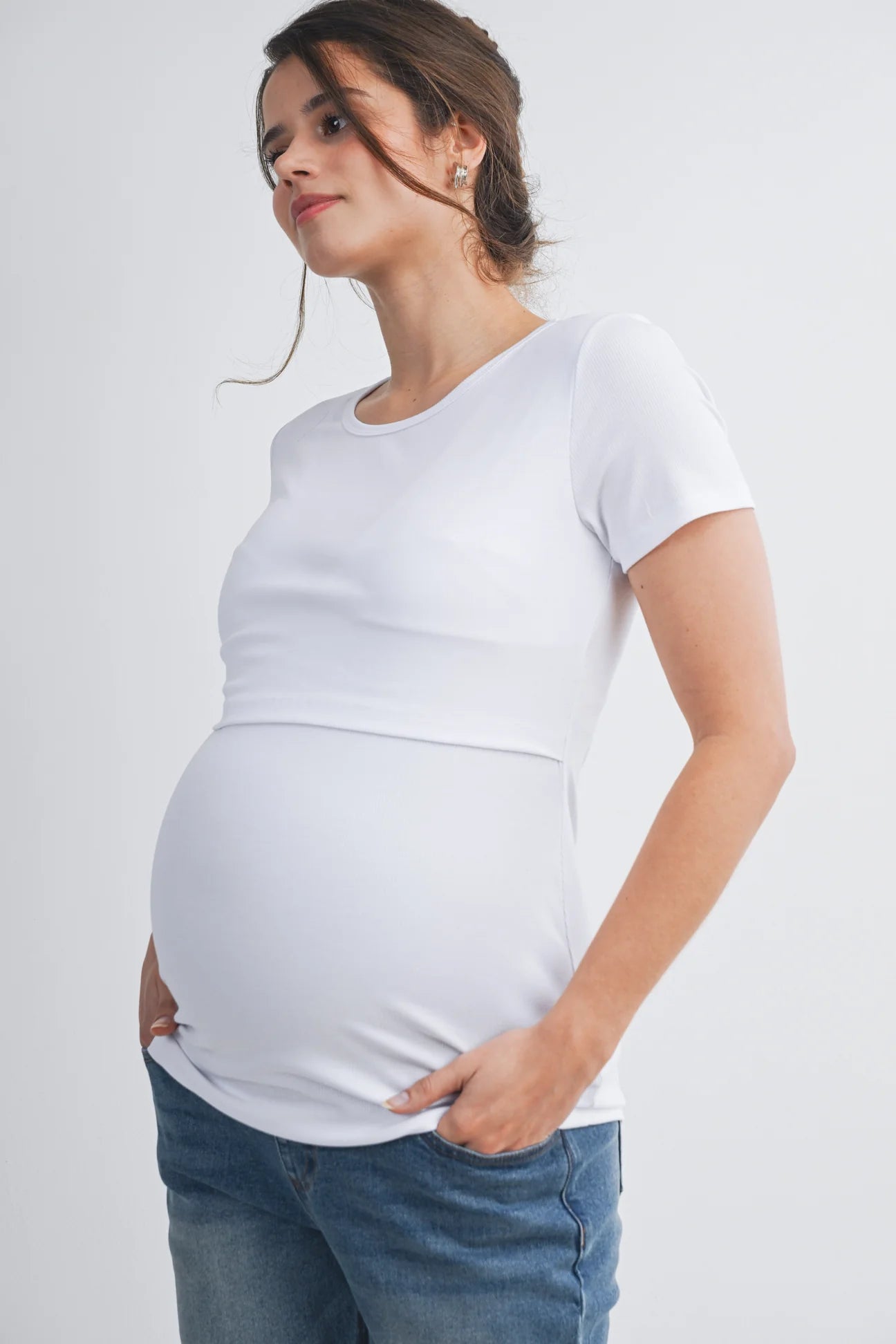 Maxine Ribbed Lift Up Tee - Yo Mama Maternity