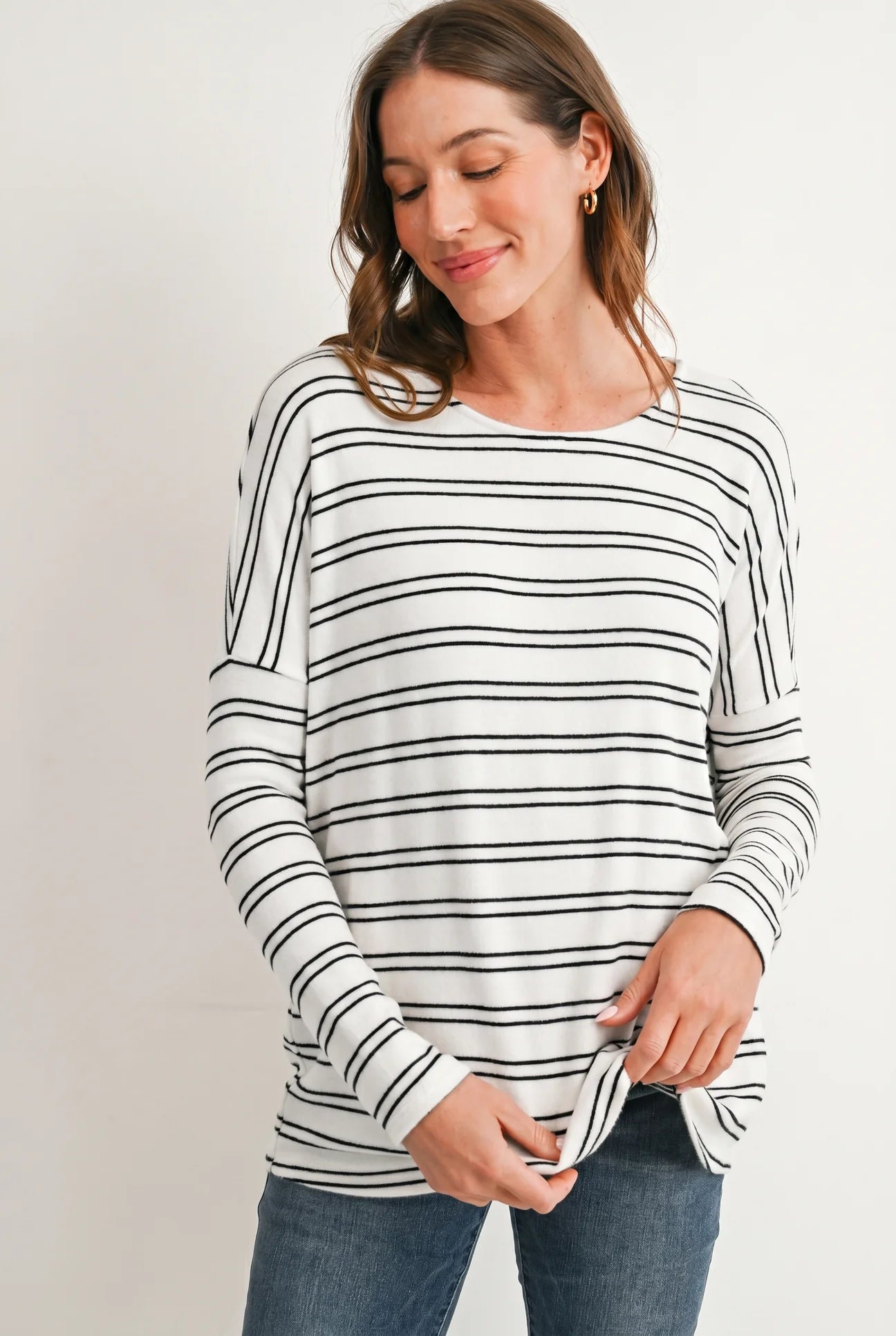 Boat Neck Dropped Shoulder Top
