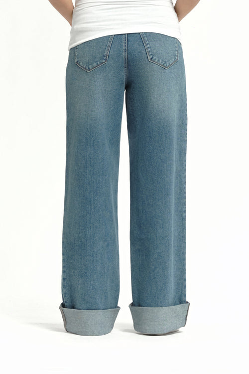 Over Bump Wide Leg Denim w/ Cuff