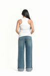 Over Bump Wide Leg Denim w/ Cuff