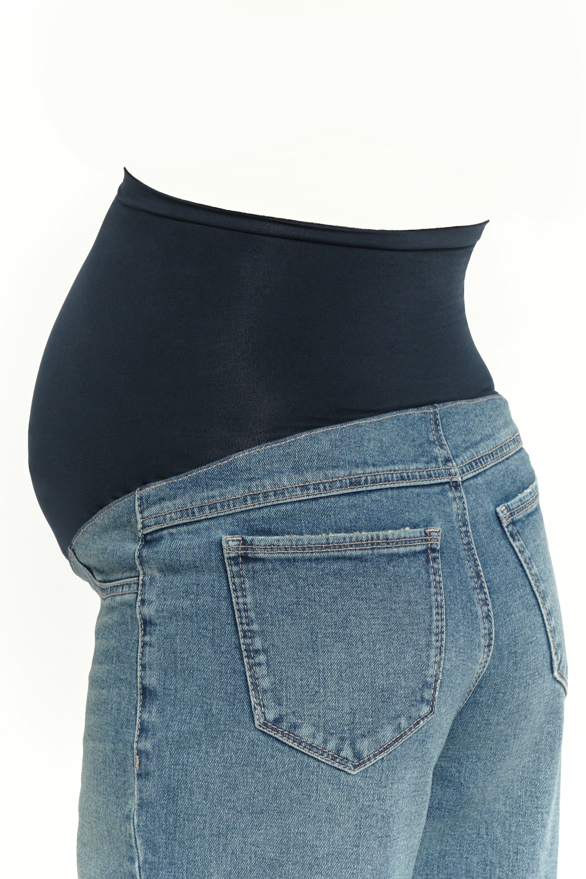 Over Bump Wide Leg Denim w/ Cuff - Yo Mama Maternity