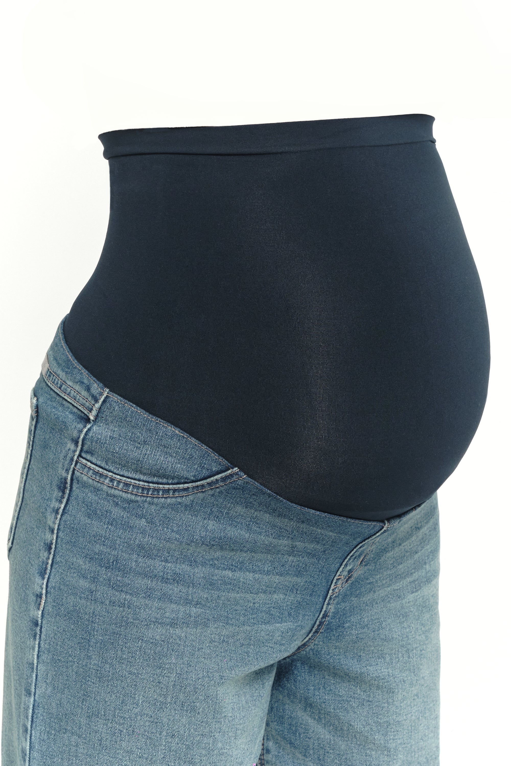 Over Bump Wide Leg Denim w/ Cuff - Yo Mama Maternity