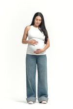 Over Bump Wide Leg Denim w/ Cuff