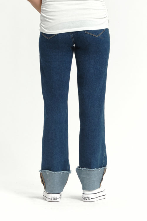 Over Bump Straight Leg Cuffed Denim