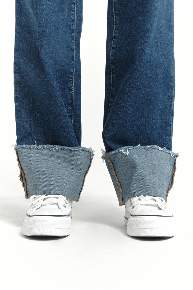 Over Bump Straight Leg Cuffed Denim