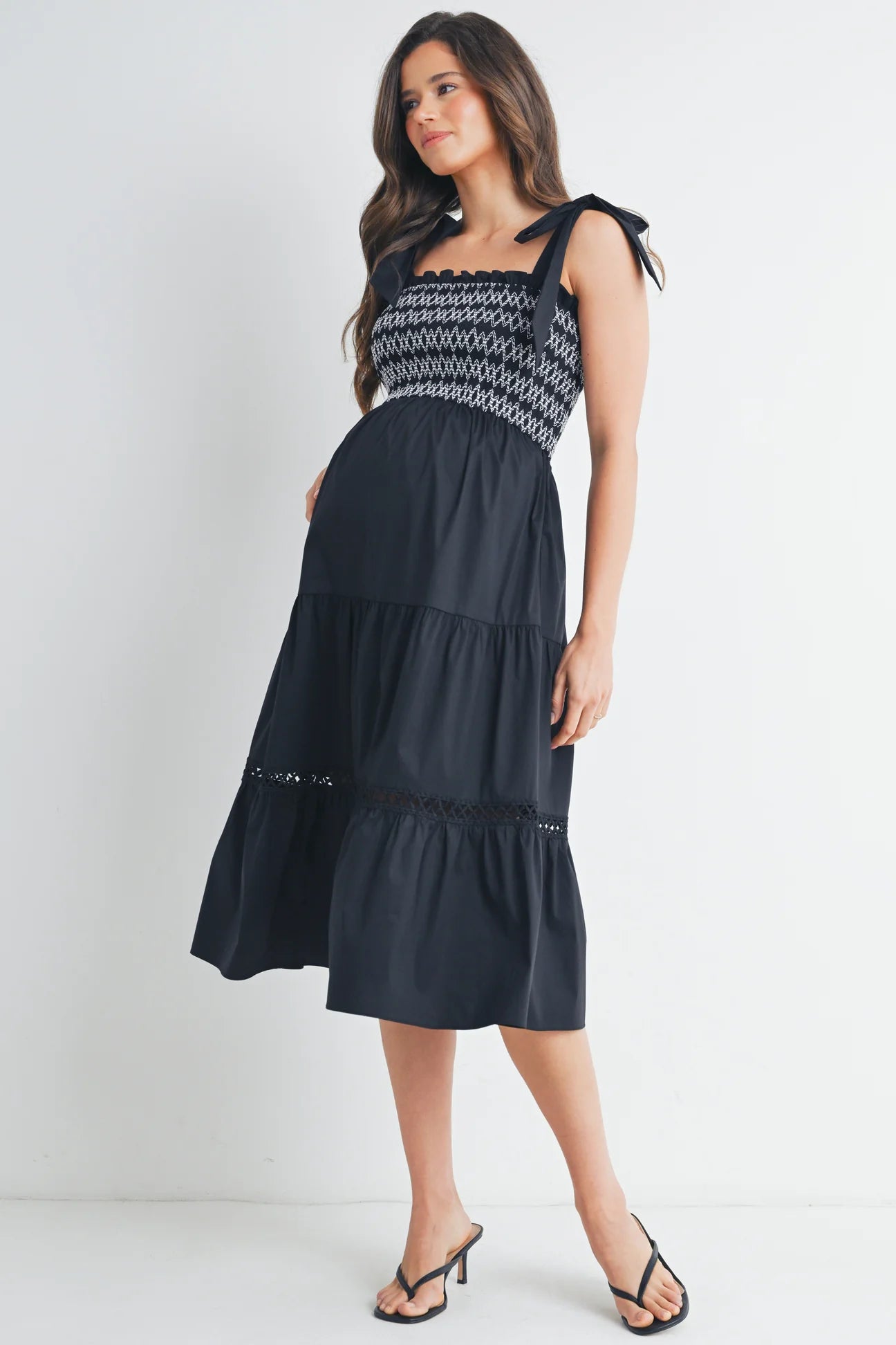 Andrea Tie Strap Smocked Dress - Yo Mama Maternity