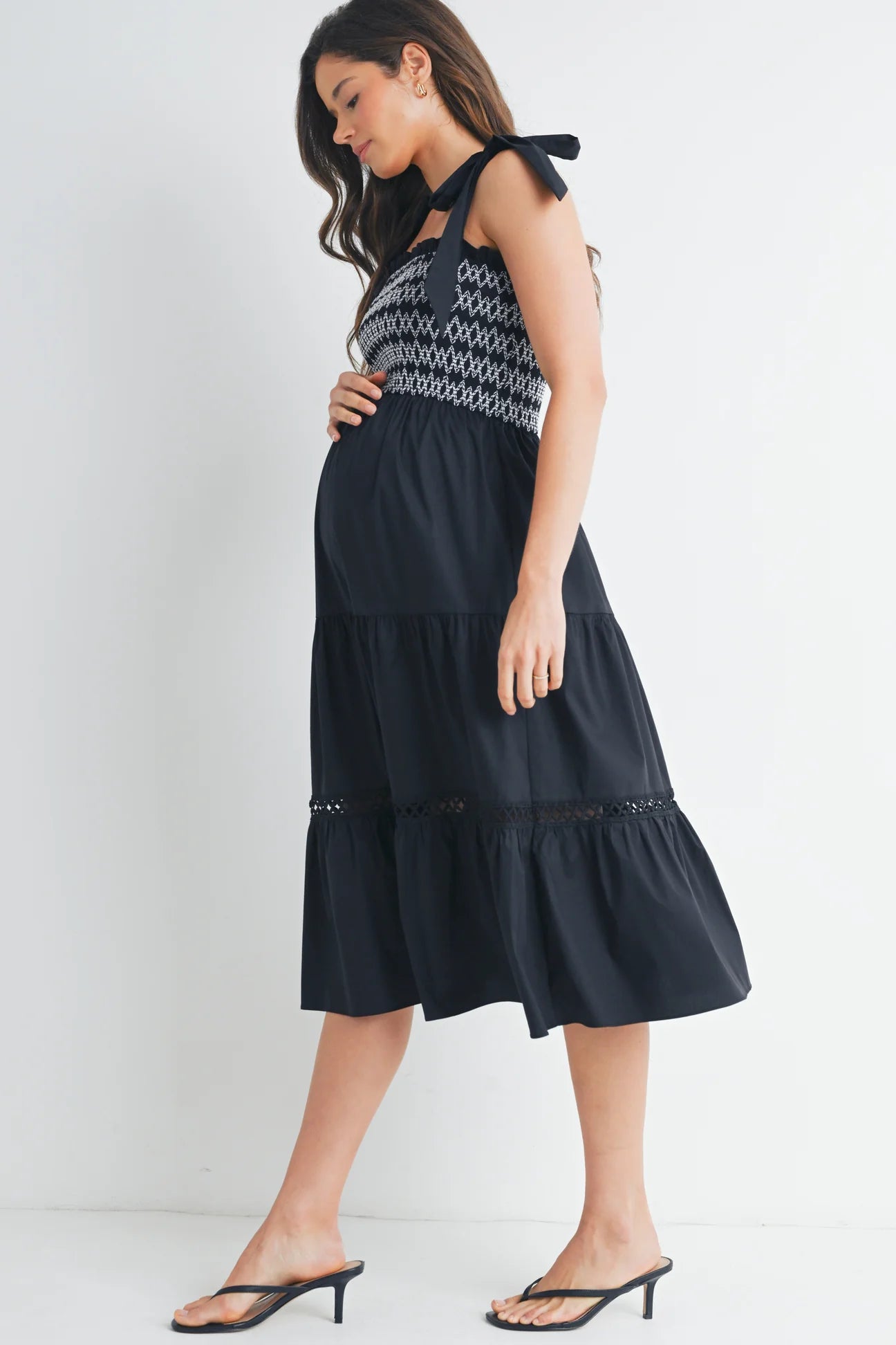 Andrea Tie Strap Smocked Dress - Yo Mama Maternity