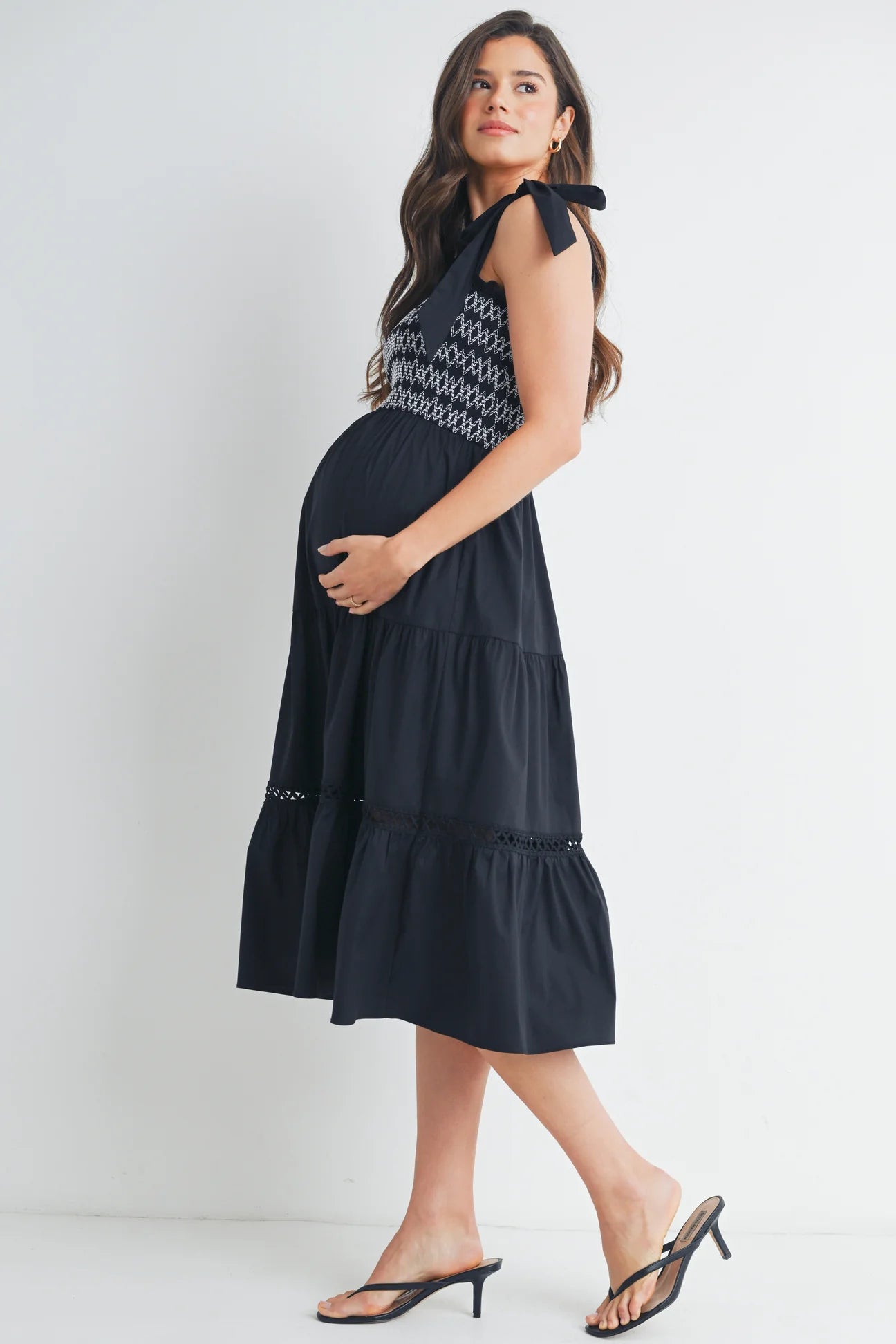 Andrea Tie Strap Smocked Dress - Yo Mama Maternity