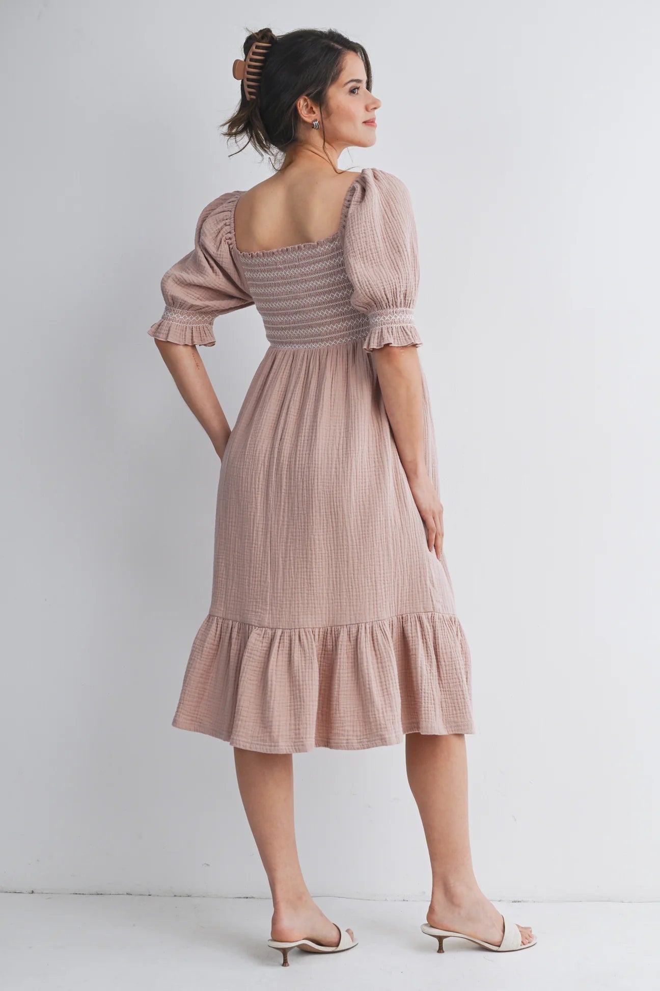 Sienna Smocked Square Neck Dress - Yo Mama Maternity