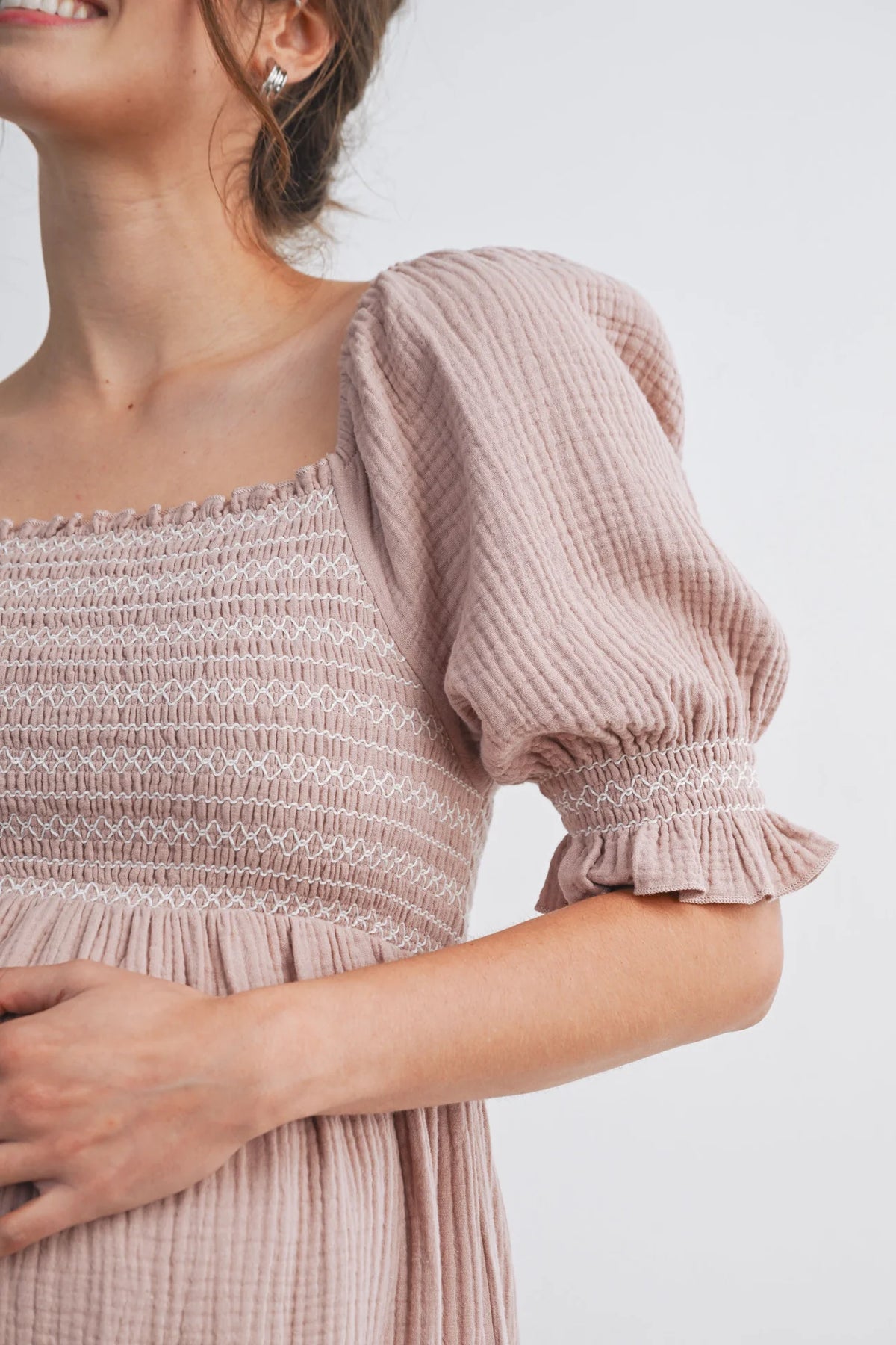 Sienna Smocked Square Neck Dress - Yo Mama Maternity