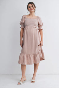 Sienna Smocked Square Neck Dress - Yo Mama Maternity
