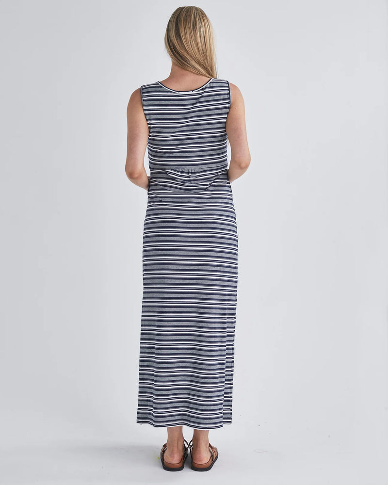 Nursing Friendly Striped Maxi Dress