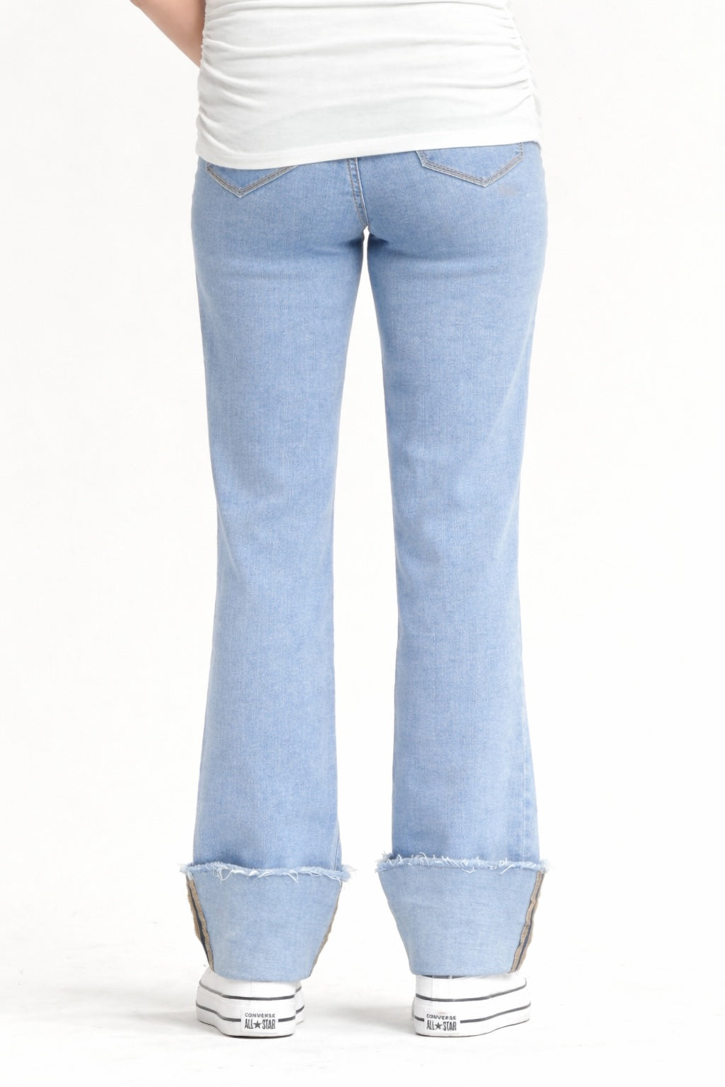 Mid Rise Straight Denim w/ Cuff - Yo Mama Maternity