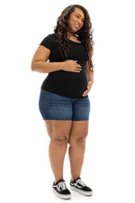 Overbump Plus Size Denim Short