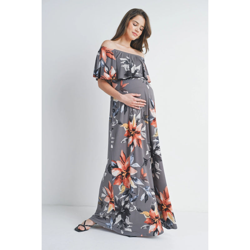 Floral off 2025 the shoulder maxi