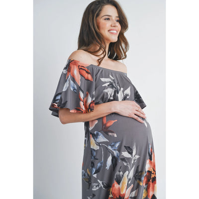 Floral Off The Shoulder Maxi - Yo Mama Maternity