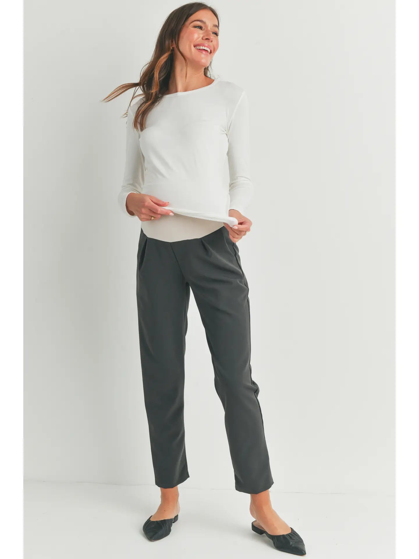 Charlie Tapered Pleated Pant - Yo Mama Maternity