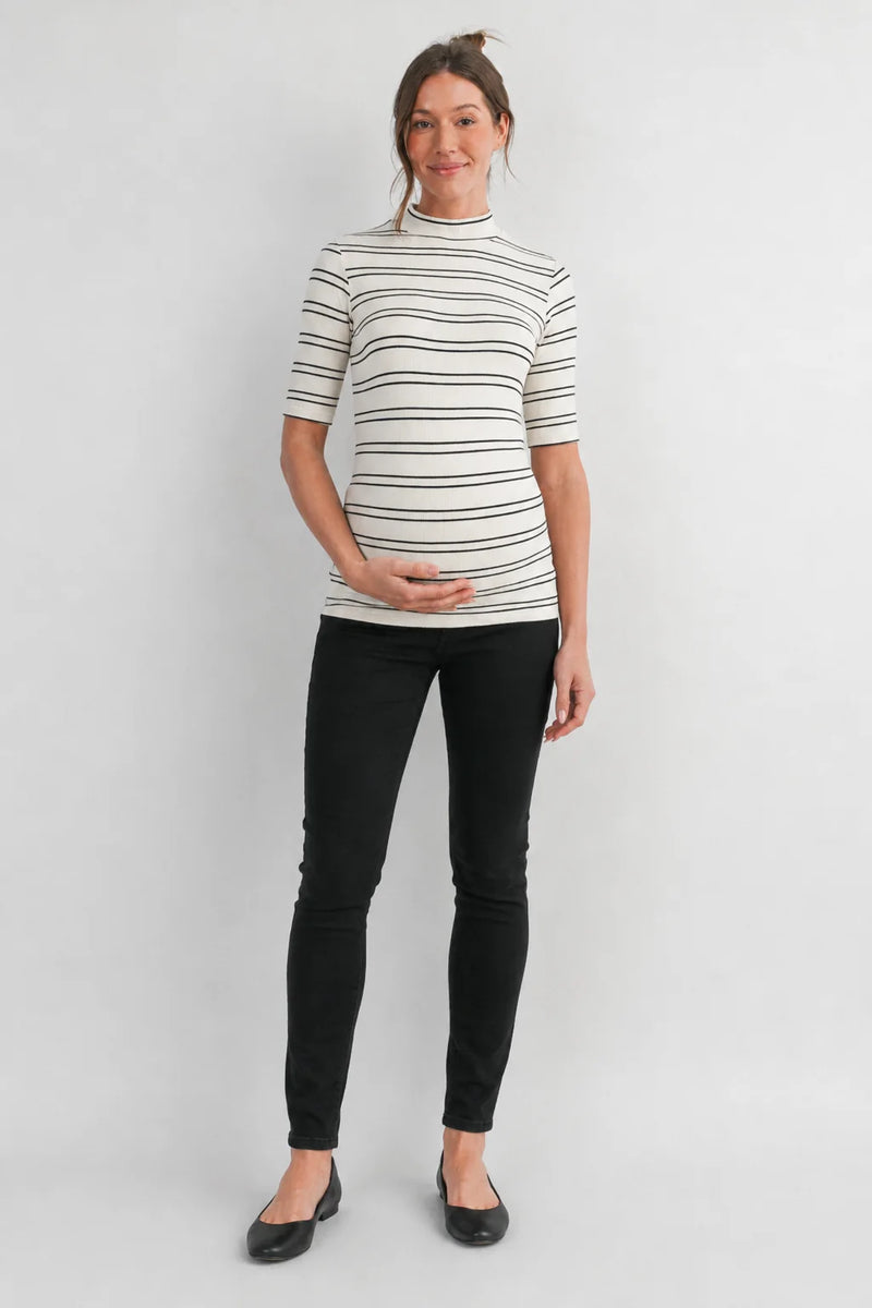 Trudy Striped Mock Neck - Yo Mama Maternity